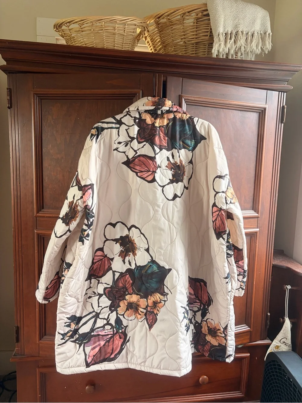 NWT Floral Quilted Jacket - White with Multicolor Floral Print